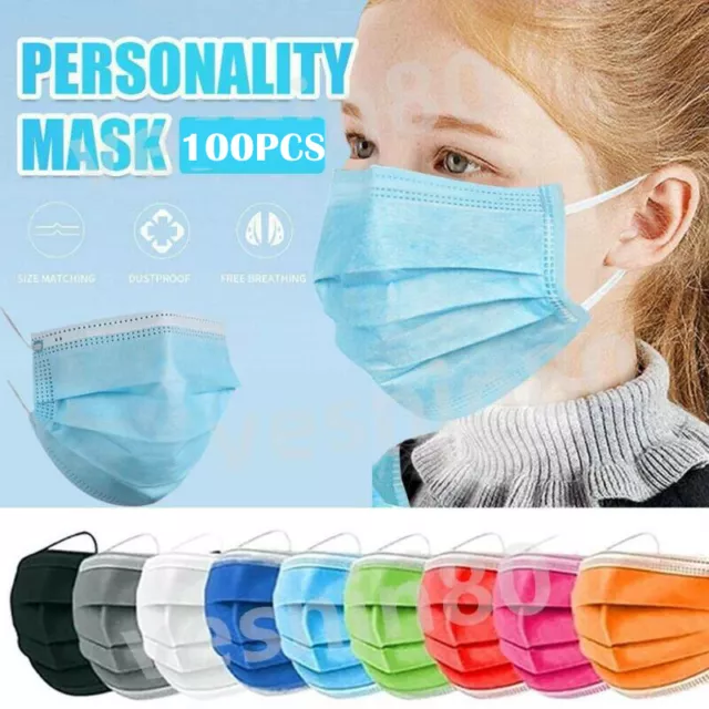 100x Kids Disposable Face Masks Surgical Child Children's Mask^Protective@3Layer