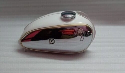 NSU Max 250 Chrome And White Painted Steel Fuel Petrol Gas Tank With Cap |Fit