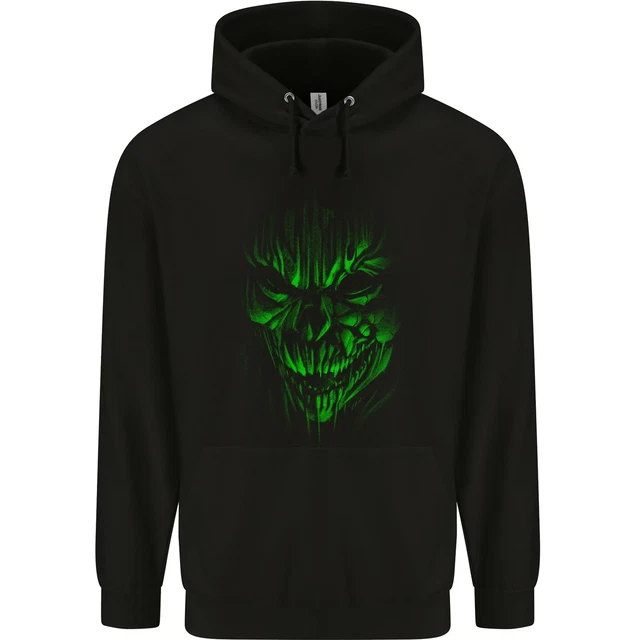 Felpa con cappuccio Demon Skull Devil Satan Grim Reaper Gotica da uomo 80% cotone
