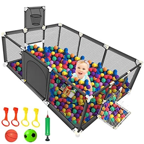 Baby Ball Pit for Toddlers - Large Gate Playpen for Babies Sturdy Play Yard W...