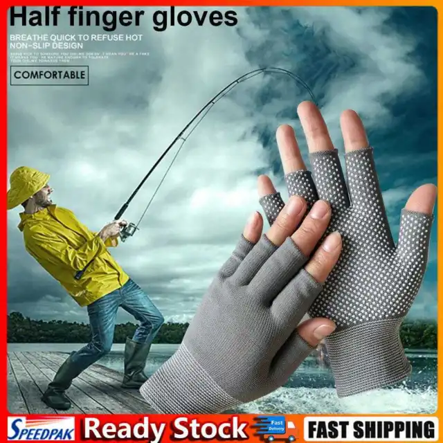Fingerless Outdoor Bicycle Anti-skid Half Finger Fishing Gloves (Grey) Hot