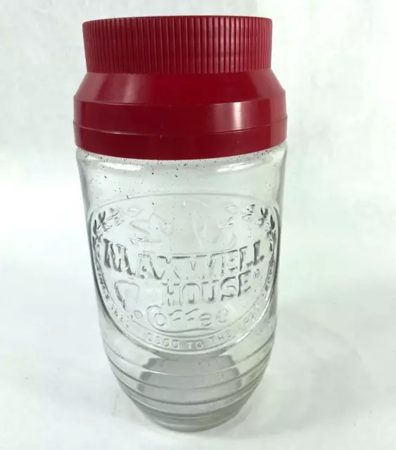 Vintage Maxwell House Glass Jar with Red Lid