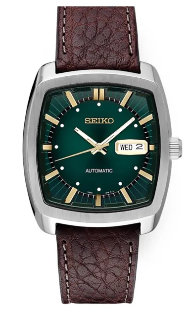 New Seiko Recraft Automatic Green Dial Brown Leather Strap Men's Watch SNKP27😜