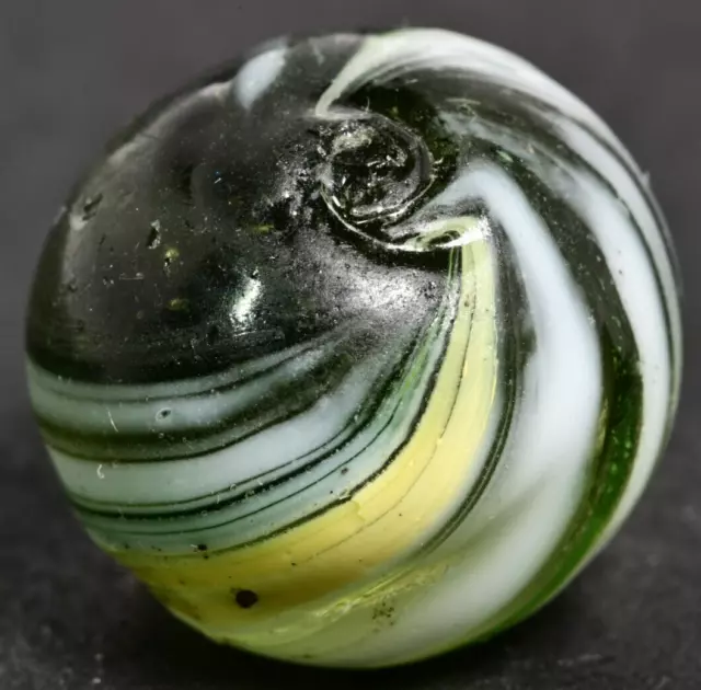 Indian Swirl German Handmade Antique Marble Bold Line Apple Green Base 19/32''