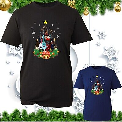Guitar Christmas Tree T-Shirt Christmas Bell Star Decor Xmas Guitarist Music Top