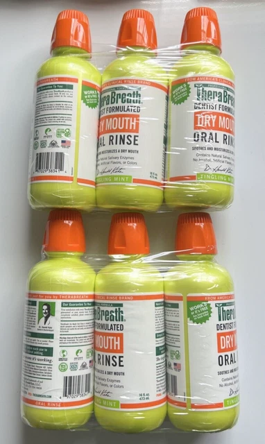 Lot 6 - TheraBreath Fresh Breath Oral Rinse Tingling Mint 16 oz EXP10/24 Lot 6 - TheraBreath Fresh Breath Oral Rinse Tingling Mint 16 oz EXP10/24