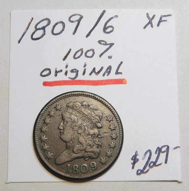 Unusual! 1809 /6 100% Chocolate Brown Original Half Cent !!!!!!!!!!!!!!!!!!!!!!⭐