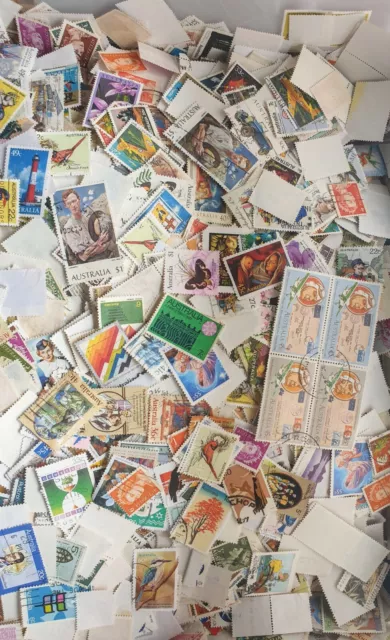 Bulk 600 Australian stamps Used decimal Off Paper 3