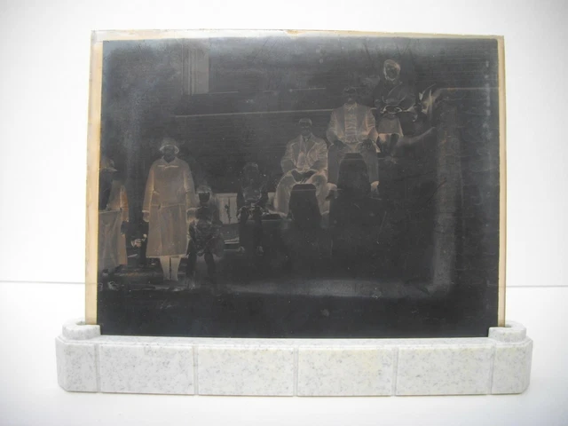 photo plaque de verre négatif ancien - photo de famille -