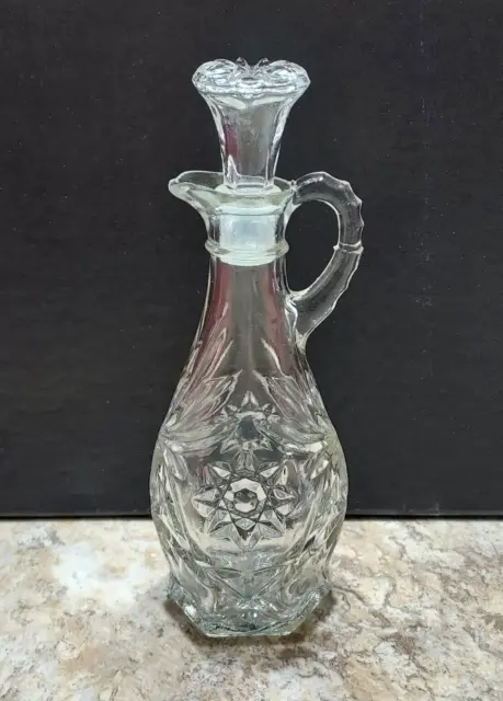 Vintage Anchor Hocking Star of David Glass Vinegar Cruet - 7.75"