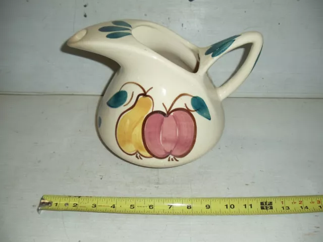 Old Vintage Purinton Pottery Slipware Dutch Jug Pitcher Hand Painted FRUIT