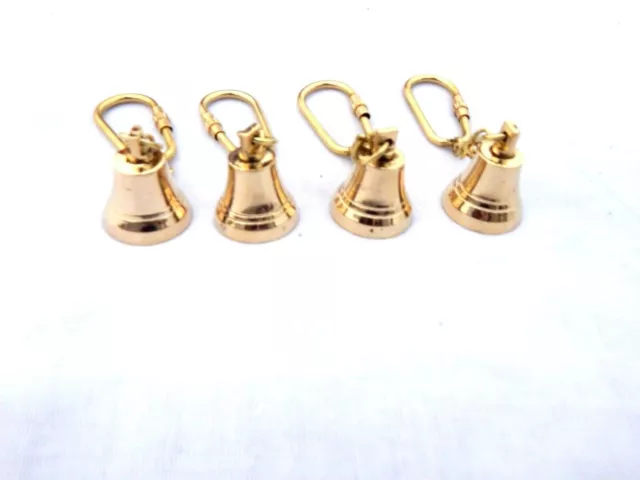 Solid Brass Bell Key Chain Collectible Marine Nautical Key Ring Lot Of 10 Pcs