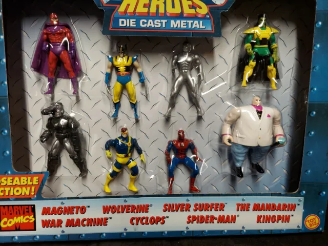 Marvel Heavy Metallic Heroes 8 Die Cast Metal Figures Toy Biz 1999 New Sealed