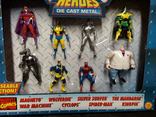 Marvel Heavy Metallic Heroes 8 Die Cast Metal Figures Toy Biz 1999 New Sealed