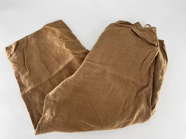 Eileen Fisher Linen Cropped Pants Womens Size XL Brown Relaxed Wide