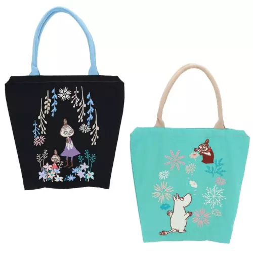 Moomin Little My EMB Embroidery Tote Bag Cotton Black Blue from Japan New