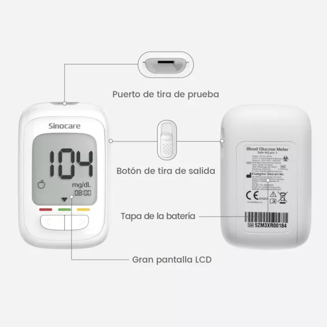 Kit de prueba de glucosa en sangre, el más nuevo Sinocare Safe AQ Pro I,100 pcs 2