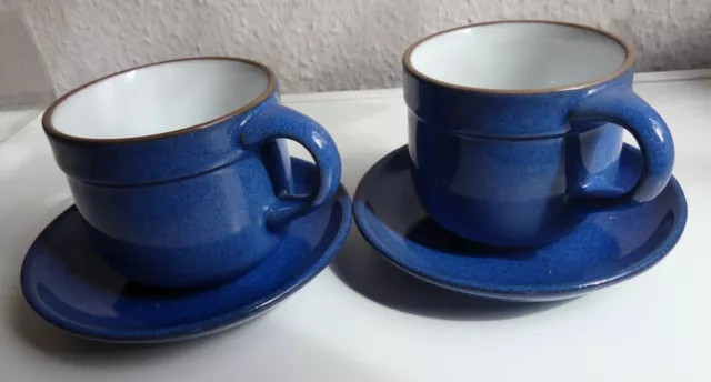 2 Tassen +Untertassen Blau Friesland Keramik Ceracron Neuwertig !