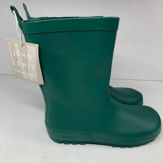 John Lewis Kids Core Wellington Boots Welly, Size UK 12 EU 30, Solid Green