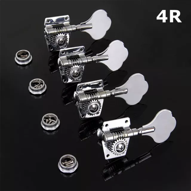 Chrome Electric Bass Guitar Keys Tuners Machine Heads Open Gear Tuning Pegs 4R