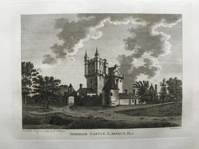 1789 Antique Print: Hoddom Castle, Dumfries and Galloway, Scotland by Grose