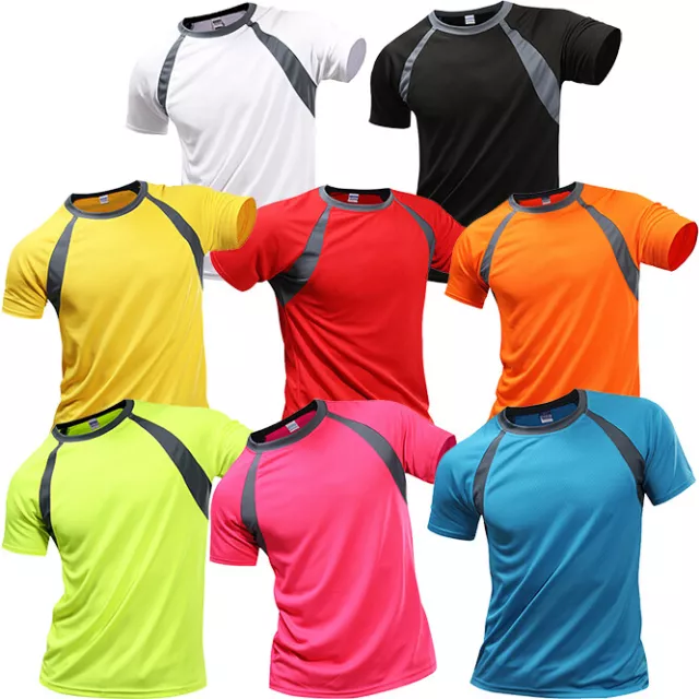 New Mens Breathable T Shirt Cool Dry Sports Performance Running Wicking Gym Top