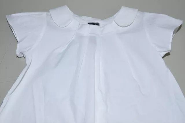 Nuovo Oscar de la Renta Ragazza Pieghe Camicetta Bianco Popeline Cotone Top 3