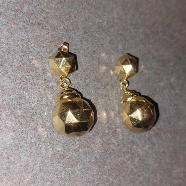Solid 14KT Yellow Gold Bold Dangle Earrings. 4 Grams! Estate.