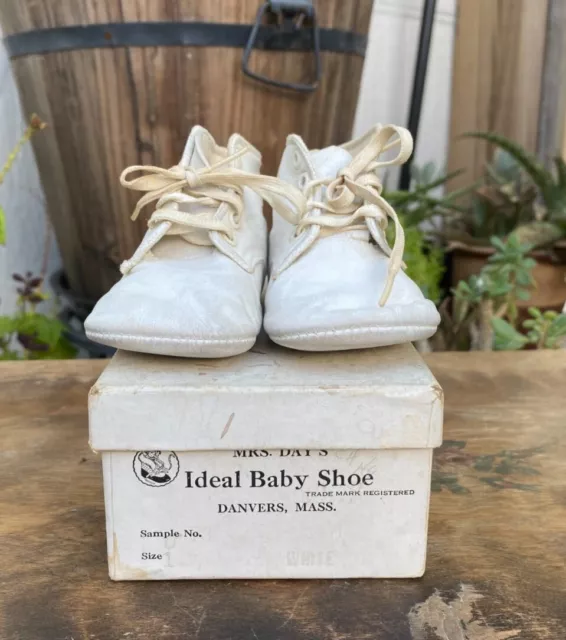 Mrs Days Ideal Infant Leather Shoes Vintage Baby Shoes Danvers Mass