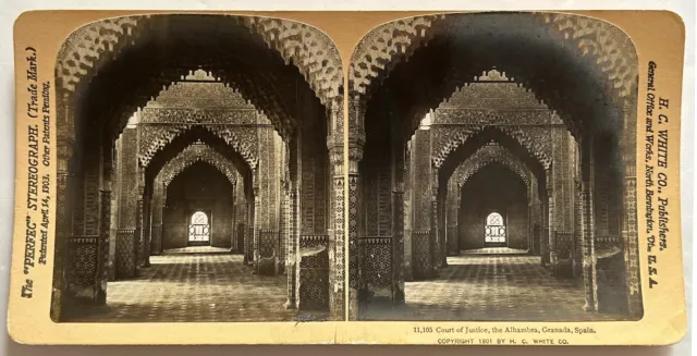 Spanien Grenade Palais De Justiz Alhambra 1901 Foto Stereo Vintage P29T1n