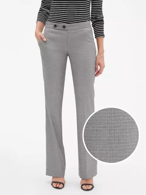 NWT Banana Republic Womens Logan Tailored Stretch Grey Pattern  Pants 2 Reg 34"