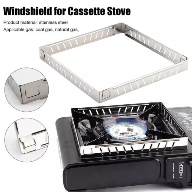 Outdoor Gas Stove Wind Screen Foldable Wind Shield Stainless Steel Burner Scr#km