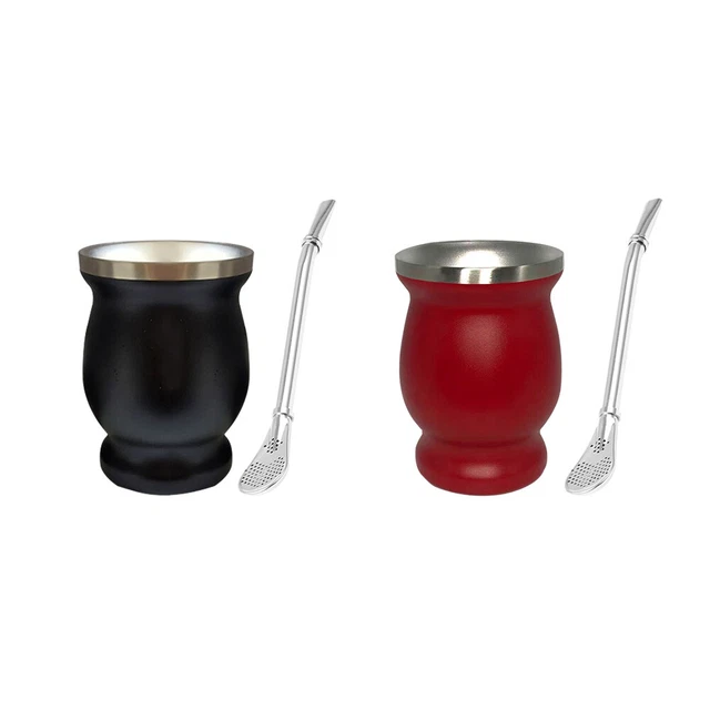 E# Bombillas Yerba Mate Tea Cup Insulation Double Wall Gourd Tea Cup Mate Straw