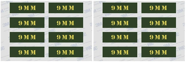 10MM Ammo Can Labels – 4-Pack Vinyl Decals, 1.5in Mini YW – Wrapped In Ink, Made In USA