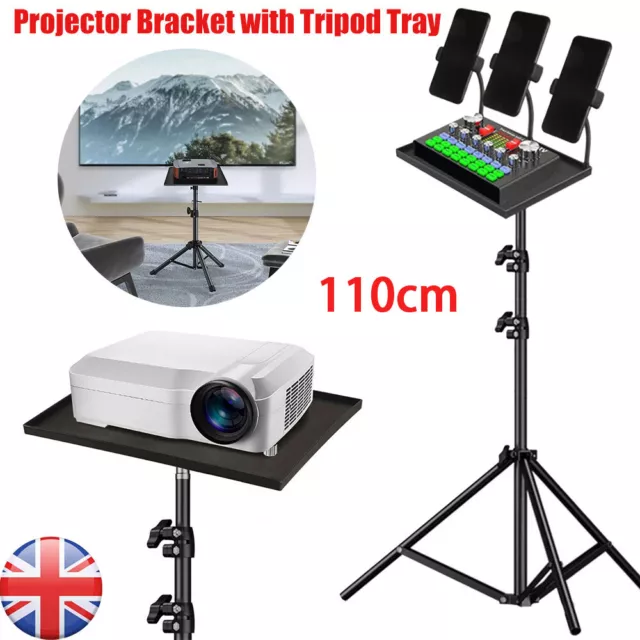 DVD Projector Tripod Stand Adjustable Height with Tripod Tray Black