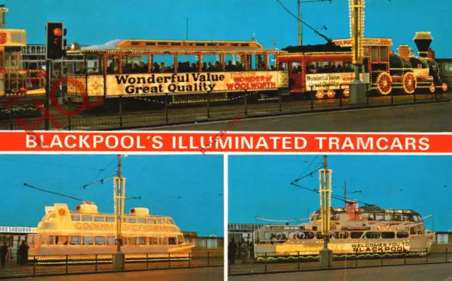 Picture Postcard>>BLACKPOOL'S ILLUMINATED TRAM CARS (MULTIVIEW) [BAMFORTH]