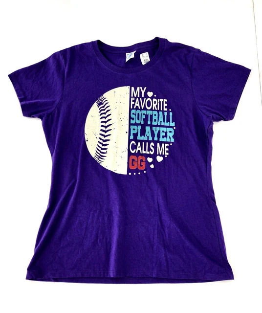 Womens T-shirt My Favorite Softball Player Calls Me GG - Purple, Large