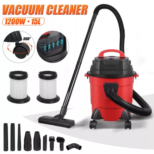 Wet and Dry Vac Vacuum Cleaner 15L 1200W 18000Pa 3-in-1 Blower Cleaner Bagless