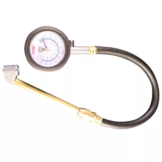 Milton S936 High Pressure Dial Tire Pressure Gauge - Dual Head Air Chuck, 12"