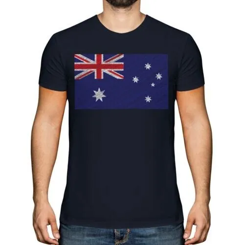 Australie Gribouillage Drapeau Hommes T-Shirt Cadeau Australien Football