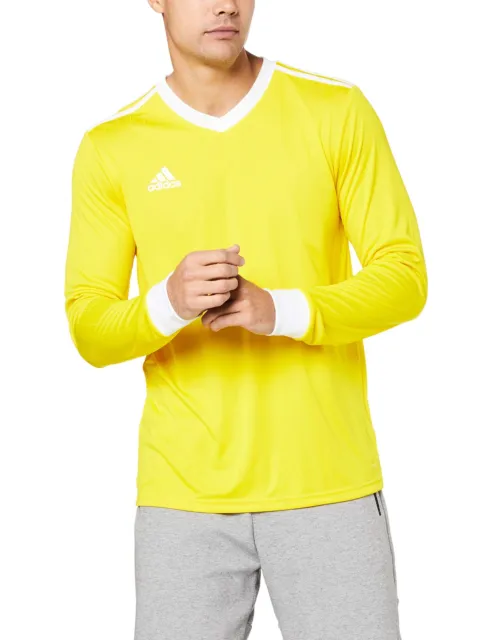 adidas Kinder Tabela 18 Trikot Fußballshirt Langarmshirt, gelb/weiß, 128 cm