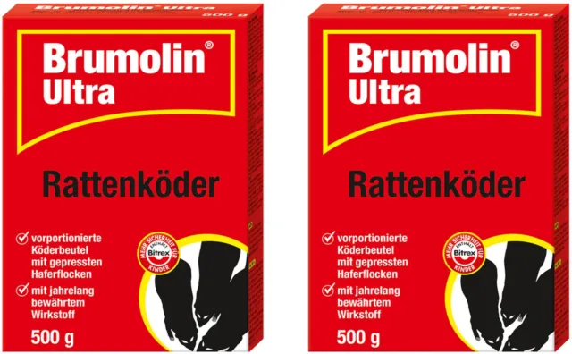 Brumolin Ultra Rattenköder 2x 500g vorportionierte Köderbeutel Ratten Rattengift