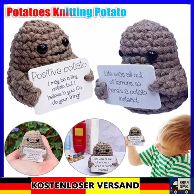 Lustige positive Kartoffel Strickpuppe Weihnachten Urlaub Schreibtisch Geschenk.