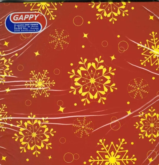 20x Serviettes en papier 33 cm x 33 cm décor Noël flocon neige rouge jaune GAPPY