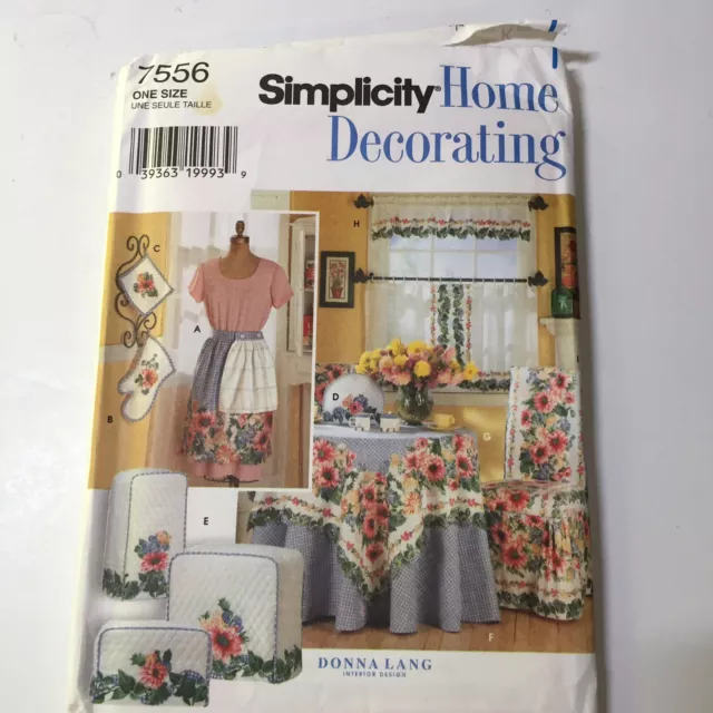 Simplicity 7556 Home Decorating Donna Lang Kitchen Essentials