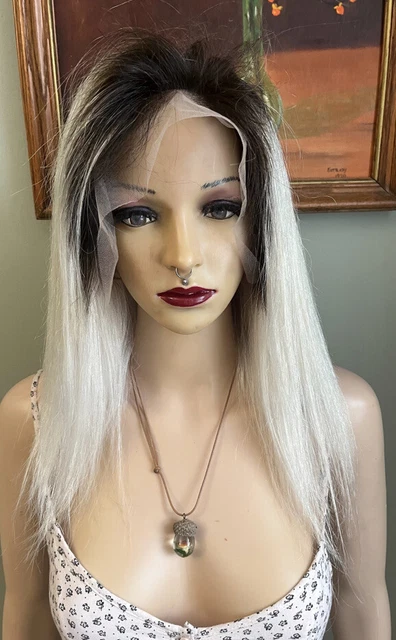 Custom made 100% Human Hair Shadow Roots to blonde 13x4 free parting  daily wig.