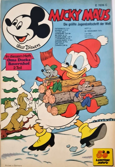 Micky Maus Comic Heft Nr.51 mit GS+SB 1973 Z 1 (104)