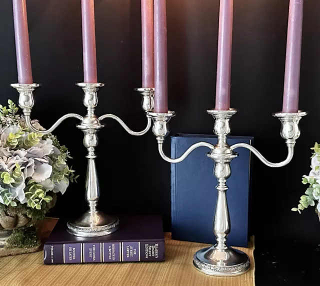 Vintage International Silver Prelude Candelabra Sterling Silver 3 Arm - a Pair ~ 3