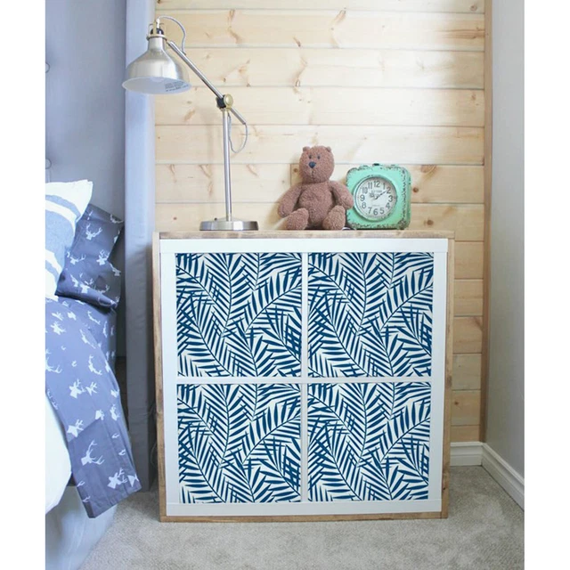 Decals for Kallax / Expedit IKEA Blue Palm Pattern Tropical Peel & Stick hack