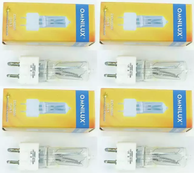 4x Omnilux 500W 230V Halogen Leuchtmittel Gy9,5, für z. B. Raylight Reflektoren